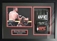 Max Holloway autographed inscribed signed framed glove UFC JSA COA Justin Gaethje