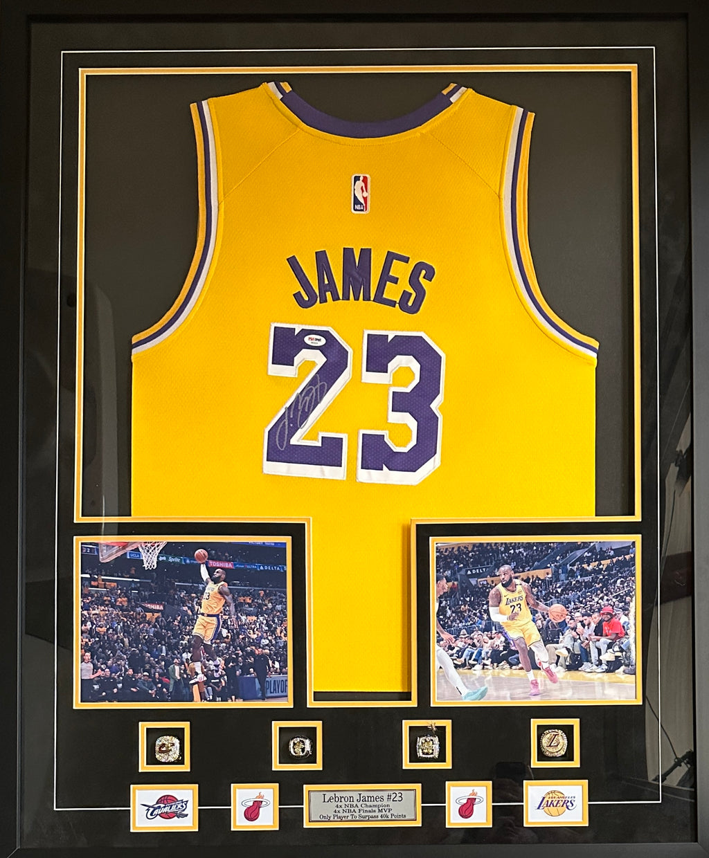 Lebron James signed illuminated framed jersey NBA Los Angeles Lakers PSA COA