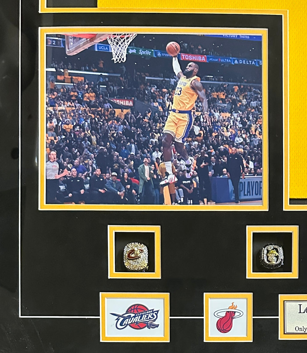 Lebron James signed illuminated framed jersey NBA Los Angeles Lakers PSA COA