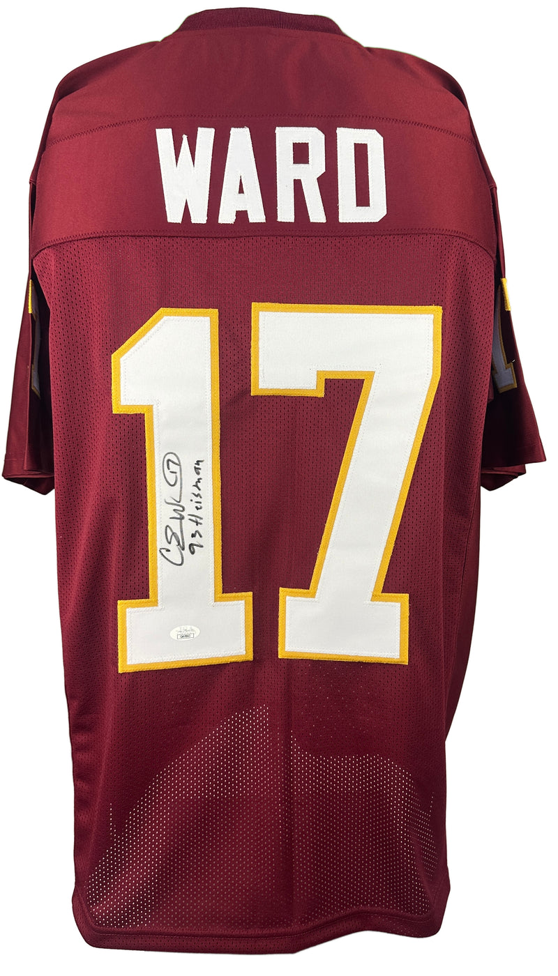 Charlie Ward inscribed signed college football jersey JSA COA