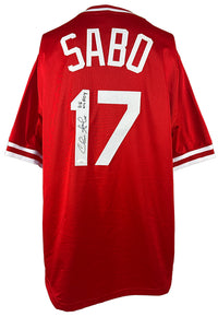 Chris Sabo autographed signed inscribed baseball jersey JSA COA