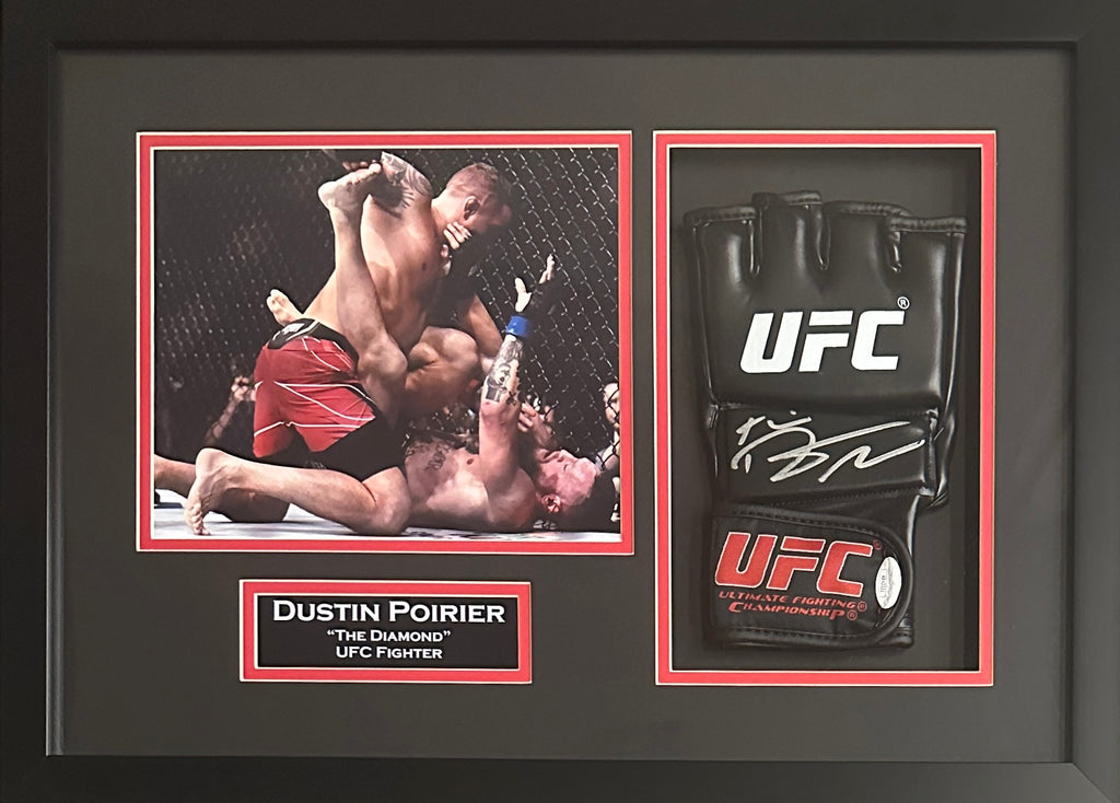 Dustin Poirier autographed signed framed glove UFC JSA COA Connor Mcgregor