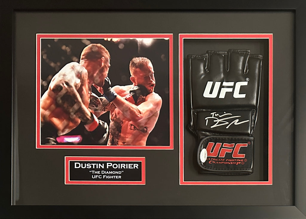 Dustin Poirier autographed signed framed glove UFC JSA COA Justin Gaethje