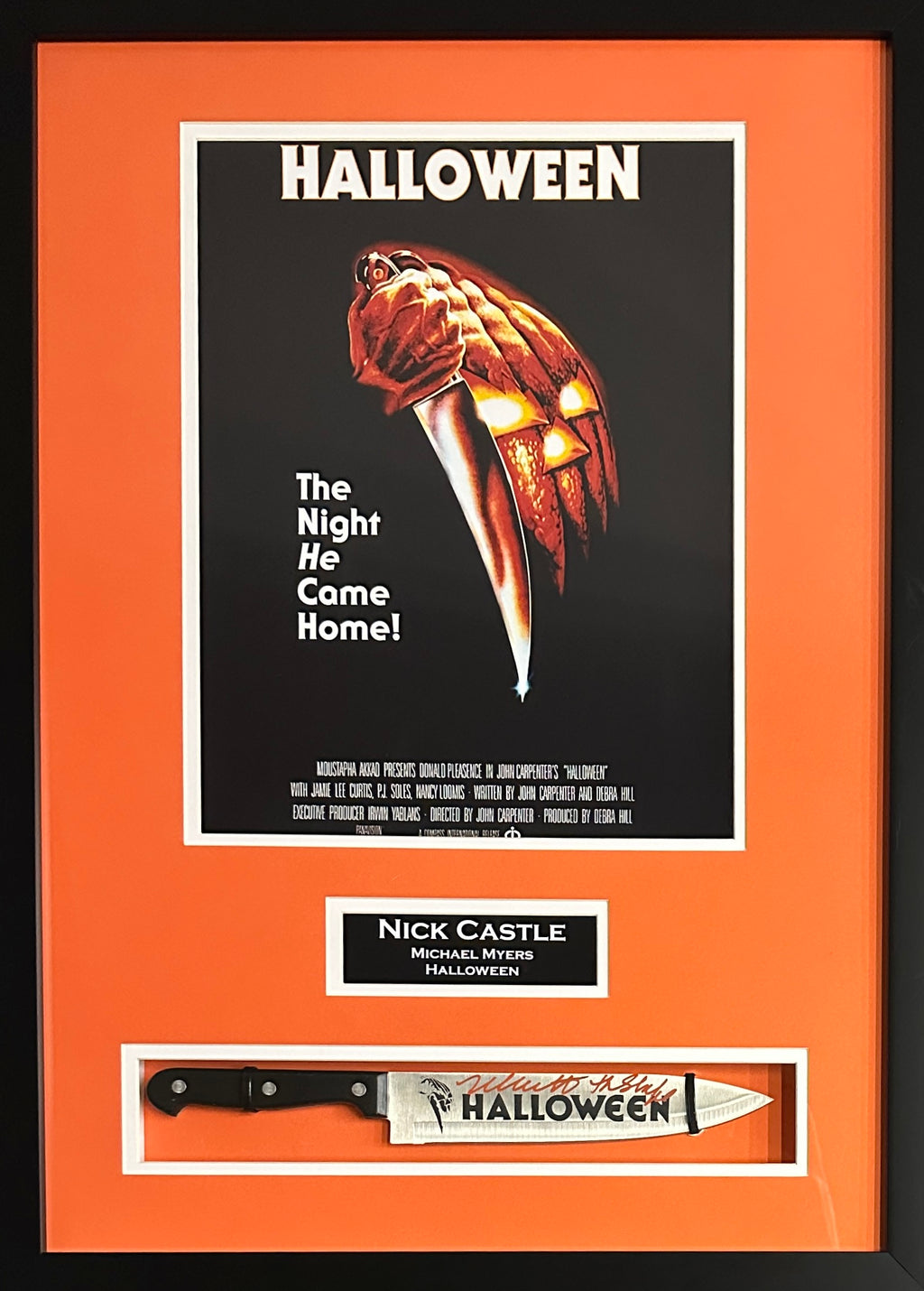 Nick Castle autographed inscribed framed knife Halloween Michael Myers Beckett