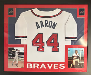 Hank Aaron autographed signed framed jersey MLB Atlanta Braves JSA COA