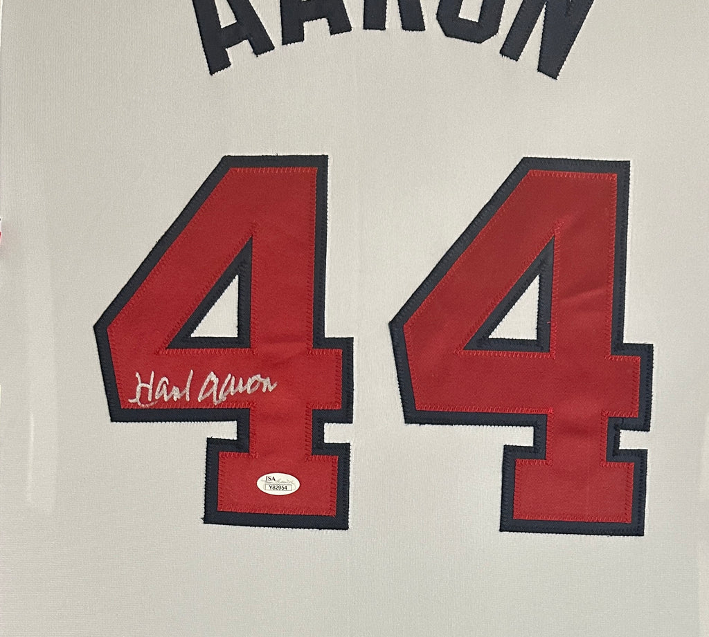 Hank Aaron autographed signed framed jersey MLB Atlanta Braves JSA COA