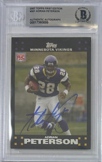 Adrian Peterson auto card 2007 Topps #301 NFL Minnesota Vikings BAS Encap RC