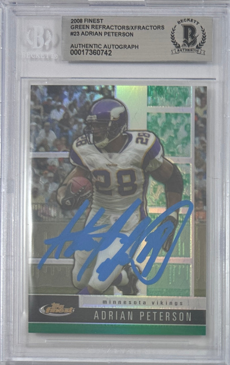 Adrian Peterson auto card 2008 Topps #23 17/299 NFL Minnesota Vikings BAS Encap