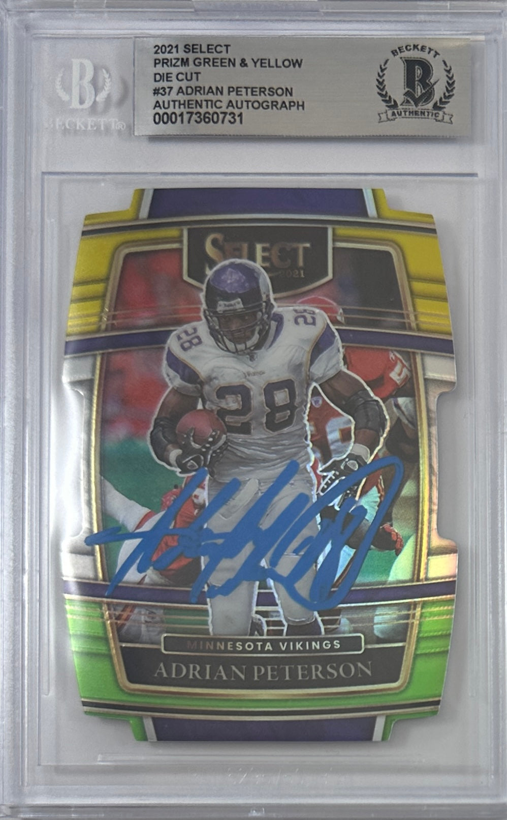 Adrian Peterson auto card 2021 Panini #37 NFL Minnesota Vikings BAS Encap