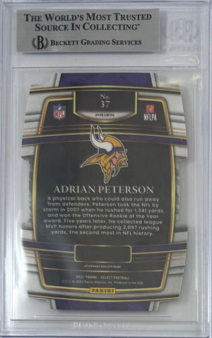 Adrian Peterson auto card 2021 Panini #37 NFL Minnesota Vikings BAS Encap