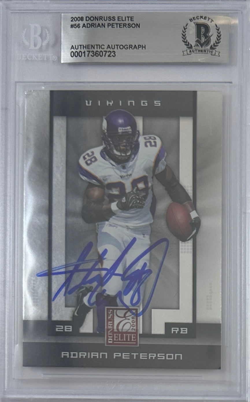 Adrian Peterson auto card 2008 Donruss #56 NFL Minnesota Vikings BAS Encap