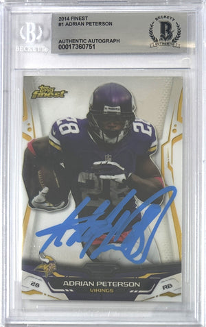 Adrian Peterson auto card 2015 Topps #1 NFL Minnesota Vikings BAS Encap