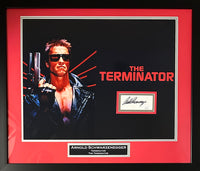 Arnold Schwarzenegger deluxe framed 16x20 photo with signed cut JSA Terminator