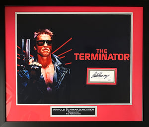 Arnold Schwarzenegger deluxe framed 16x20 photo with signed cut JSA Terminator