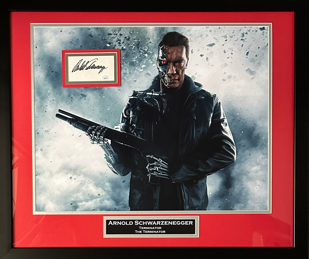 Arnold Schwarzenegger deluxe framed 16x20 photo with signed cut JSA Terminator