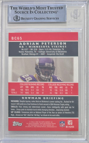 Adrian Peterson auto signed card 2007 Topps NFL Minnesota Vikings BAS Encap RC