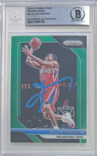 Allen Iverson auto signed Panini 2018 #45 Philadelphia 76ers BAS Prizm Green