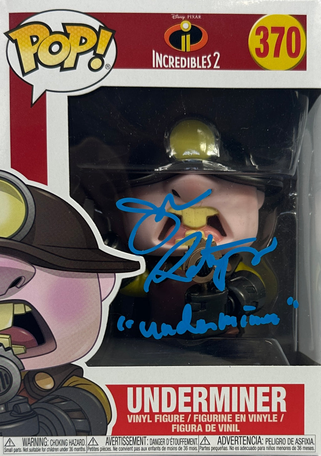 John Ratzenberger signed inscribed Funko Pop #370 Incredibles 2 JSA Underminer