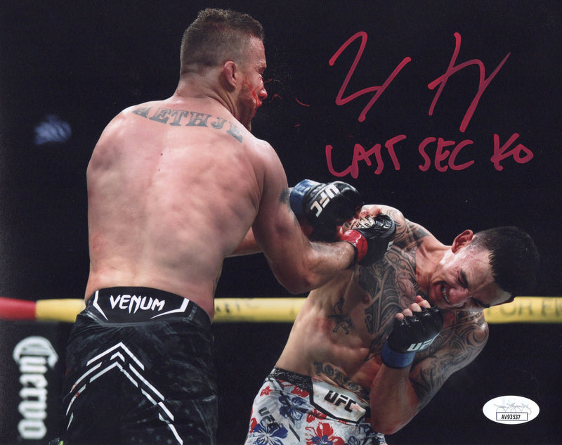 Max Holloway signed inscribed 8x10 photo UFC Blessed JSA COA Justin Gaethje