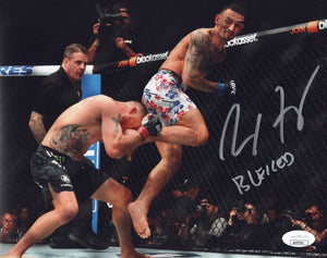 Max Holloway signed inscribed 8x10 photo UFC Blessed JSA COA Justin Gaethje