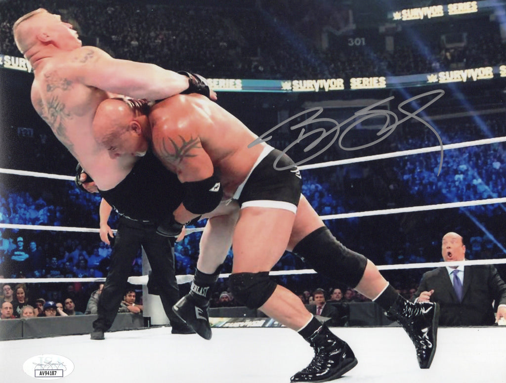 Bill Goldberg autographed signed 8x10 photo WWE Brock Lesnar JSA COA