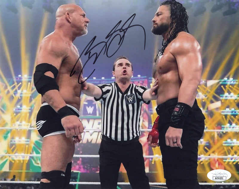 Bill Goldberg autographed signed 8x10 photo WWE Roman Reigns JSA COA