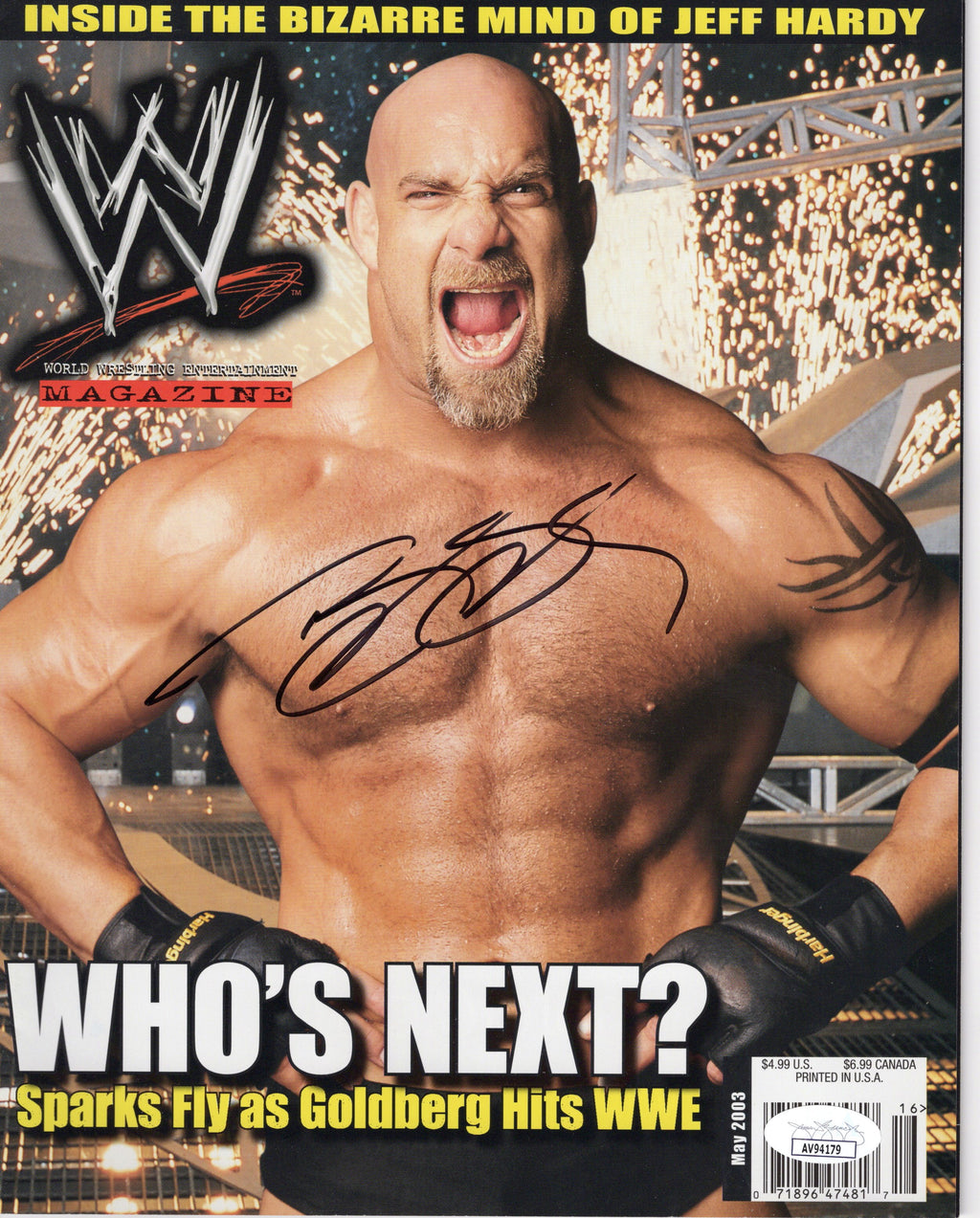 Bill Goldberg autographed signed magazine WWE Brock Lesnar JSA COA Jeff Hardy