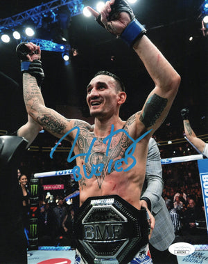 Max Holloway signed inscribed 8x10 photo UFC Blessed JSA COA Justin Gaethje