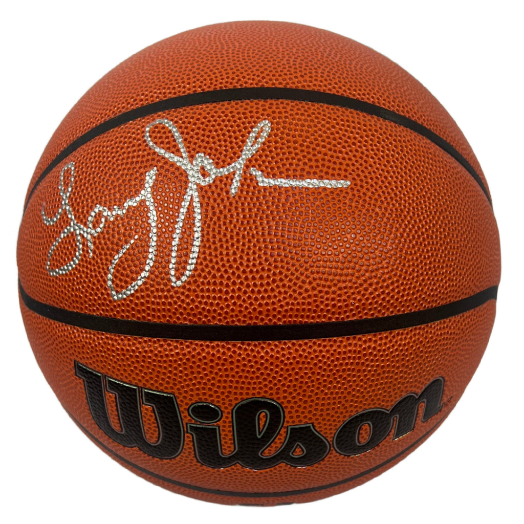 Larry Johnson autographed signed basketball NBA Charlotte Hornets BAS