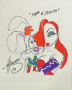 Nik Ranieri signed inscribed Original Artwork 8x10 canvas Jessica Rabbit JSA