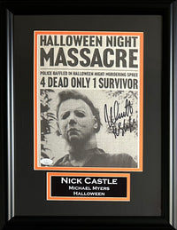 Nick Castle autographed signed inscribed framed 8x10 newspaper Halloween JSA COA