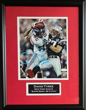 David Tyree framed signed inscribed 8x10 photo NFL New York Giants JSA COA