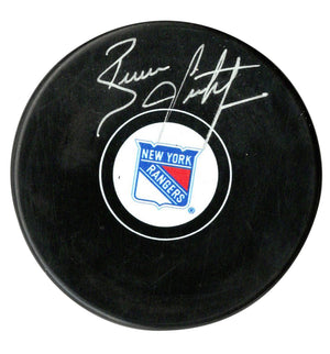 Brian Leetch signed autographed logo puck NHL New York Rangers Steiner