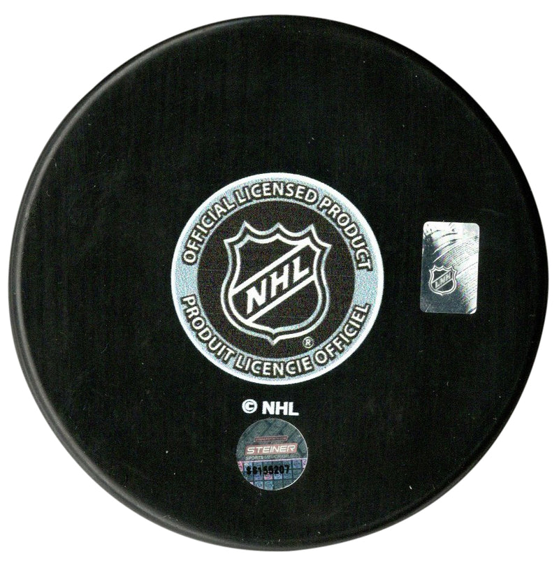 Brian Leetch signed autographed logo puck NHL New York Rangers Steiner