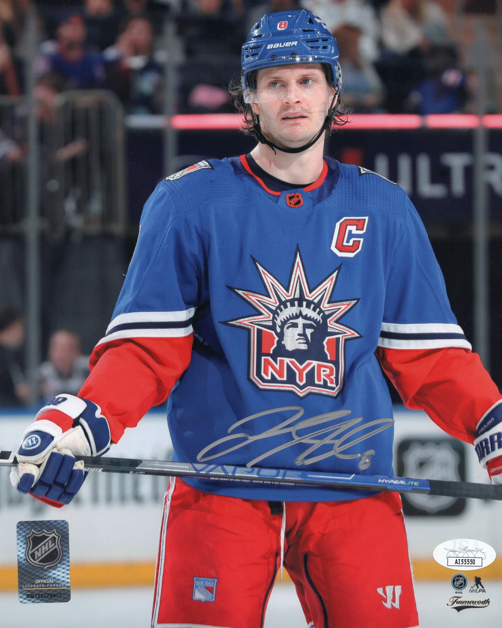 Jacob Trouba autographed signed 8x10 photo NHL New York Rangers JSA COA