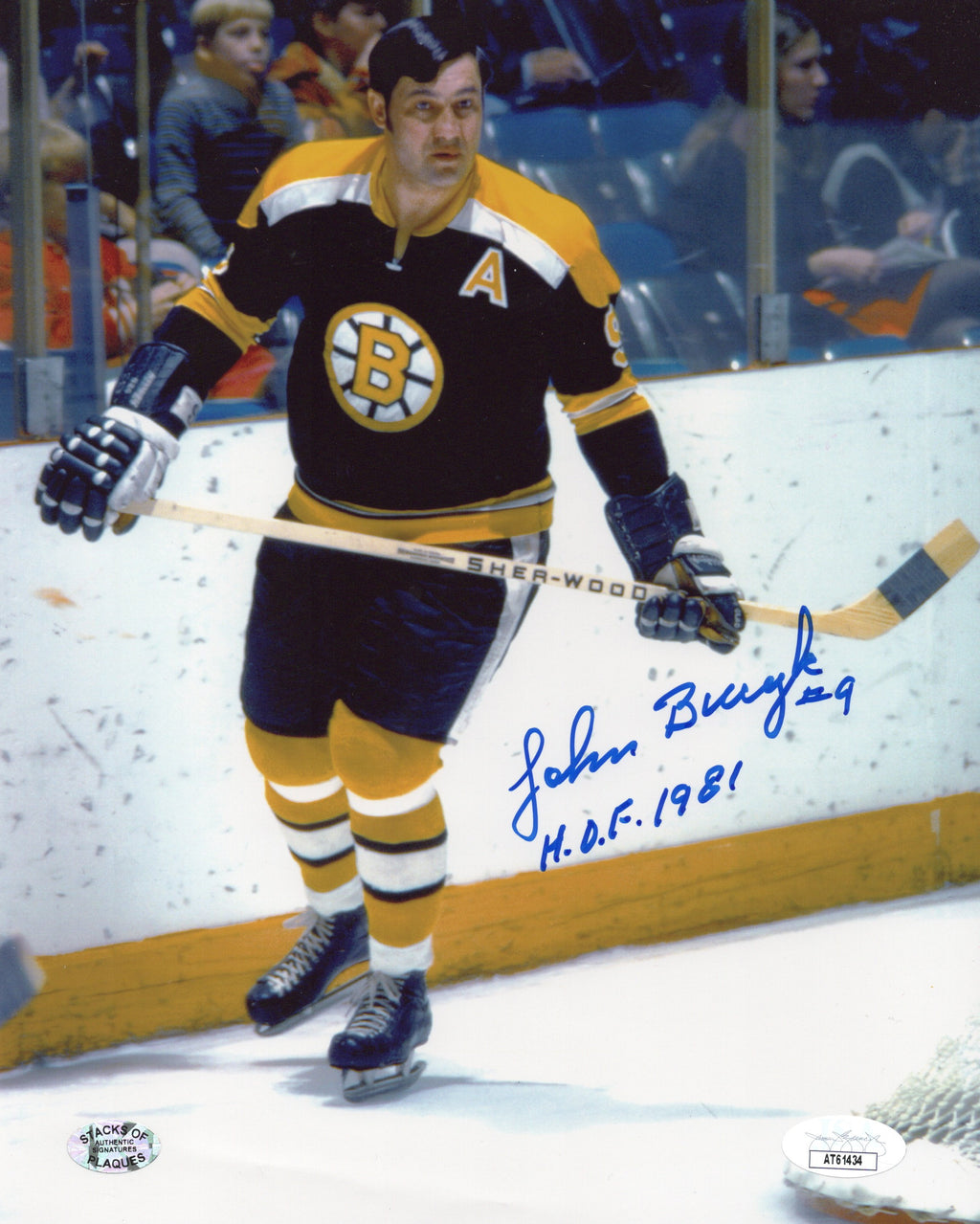 John Bucyk signed inscribed 8x10 photo NHL Boston Bruins JSA COA