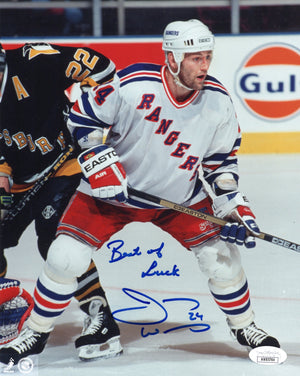 Jay Wells autographed inscribed 8x10 photo NHL New York Rangers JSA COA