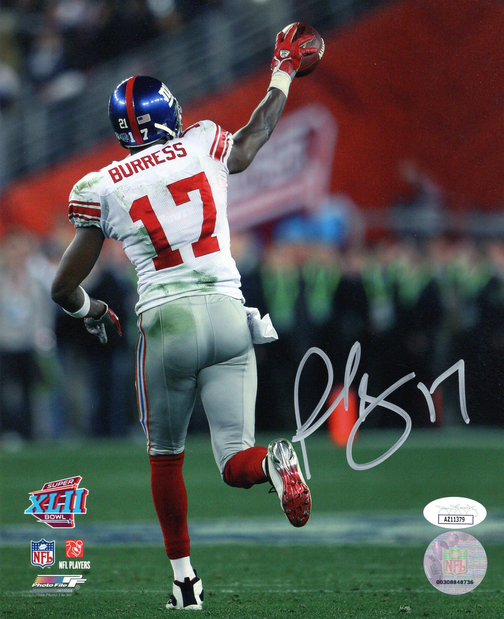 Plaxico Burress autographed signed 8x10 photo NFL New York Giants JSA COA