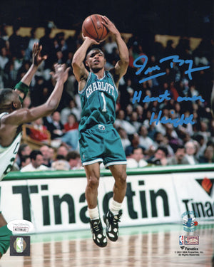 Muggsy Bogues inscribed signed 8x10 photo NBA Charlotte Hornets JSA Witness