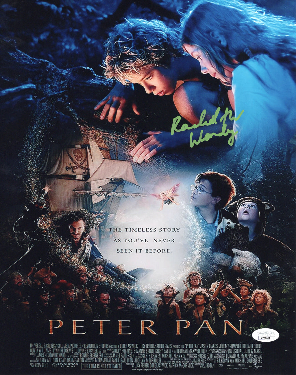 Rachel Hurdwood autographed signed inscribed 11x14 photo Peter Pan JSA COA Wendy