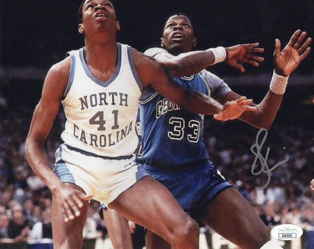 Sam Perkins signed autographed 8x10 photo NCAA North Carolina JSA Patrick Ewing