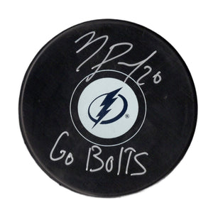 Nick Paul autographed signed inscribed logo puck NHL Tampa bay lightning JSA COA