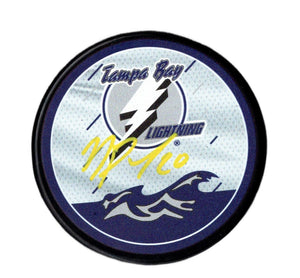 Nick Paul autographed signed logo puck NHL Tampa bay lightning JSA COA