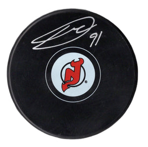 Dawson Mercer autographed signed logo puck NHL New Jersey Devils JSA COA