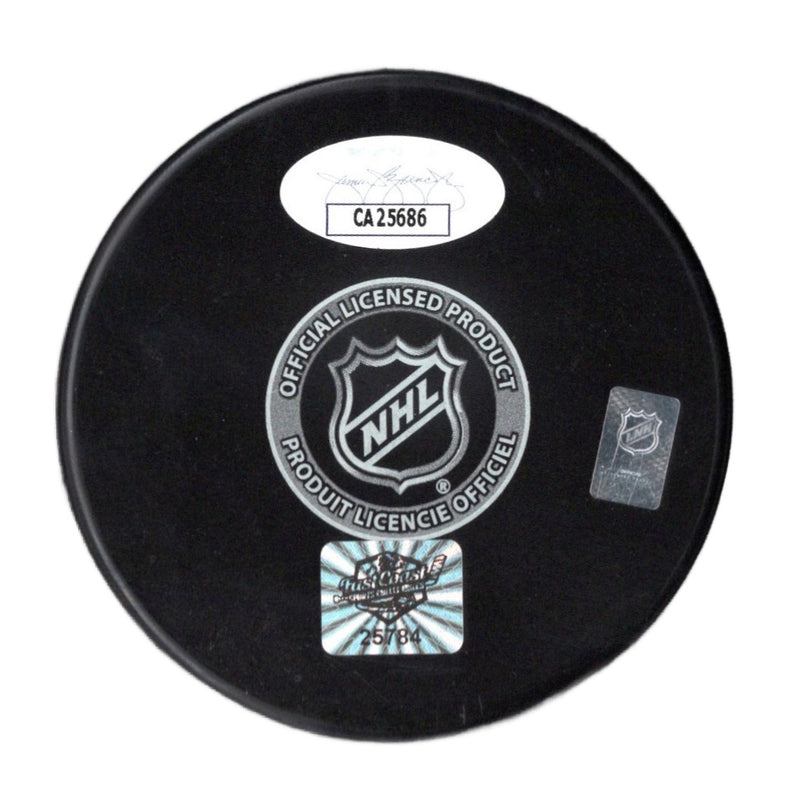 Noah Cates autographed signed logo puck NHL Philadelphia Flyers JSA COA