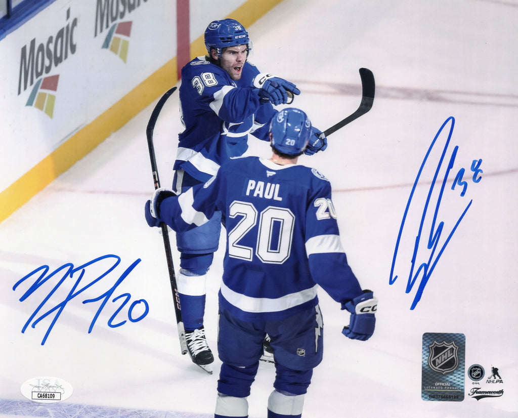 Brandon Hagel & Nick Paul autographed signed 8x10 photo Tampa Bay Lightning JSA