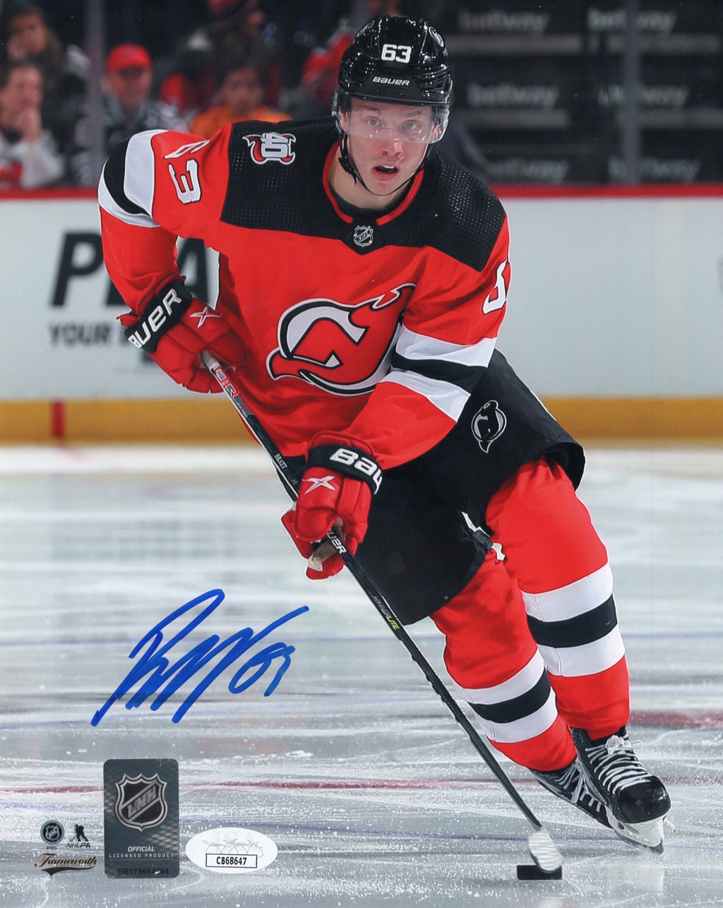 Jesper Bratt autographed signed 8x10 photo NHL New Jersey Devils JSA COA