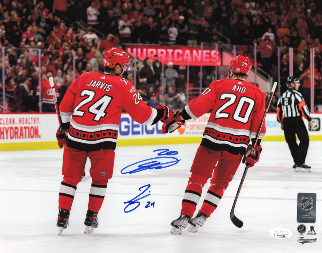 Aho and Jarvis autographed signed 11x14 photo NHL Carolina Hurricanes JSA COA