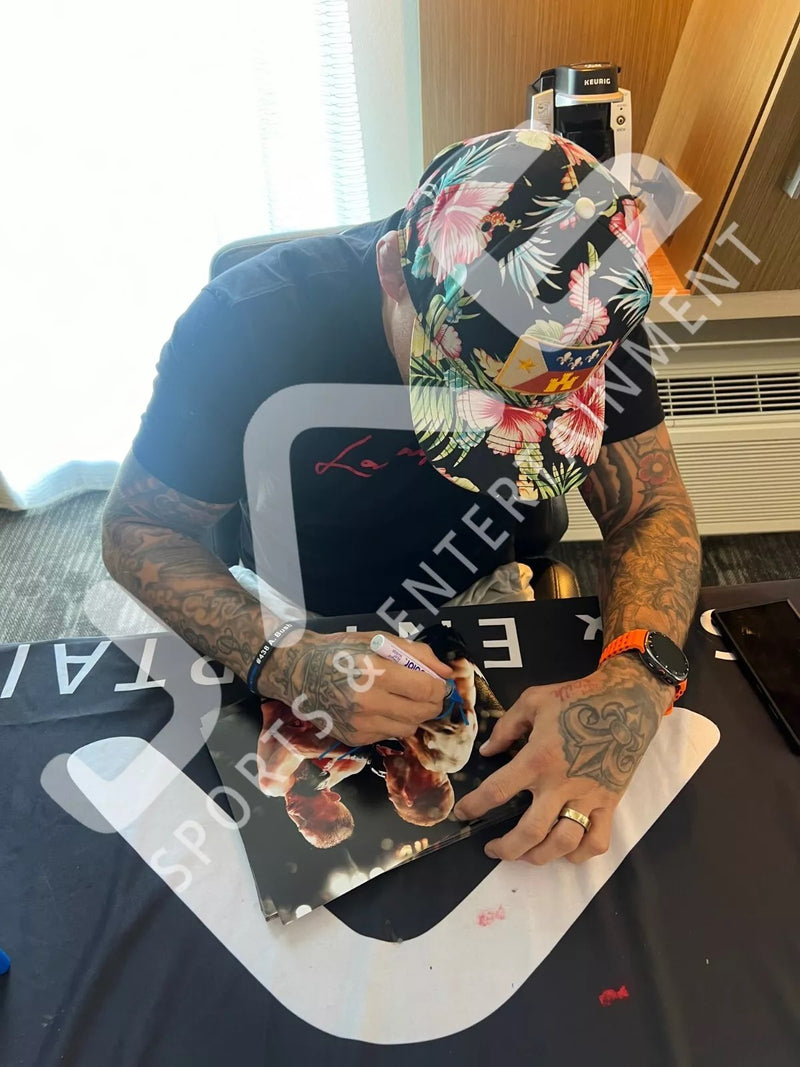 Dustin Poirier autographed inscribed 8x10 photo UFC JSA COA Justin Gaethje