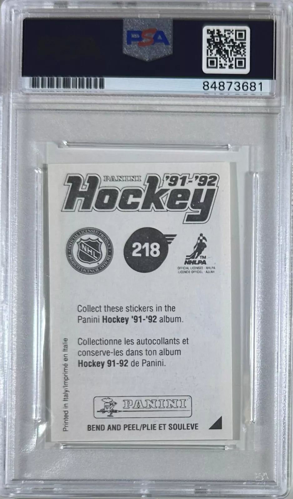 Ken Daneyko auto insc 1991 panini #218 sticker PSA Encapsulated Devils